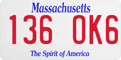MA license plate 136OK6