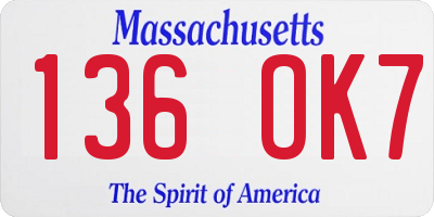 MA license plate 136OK7
