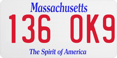 MA license plate 136OK9