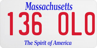 MA license plate 136OL0