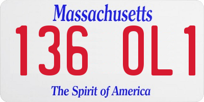 MA license plate 136OL1