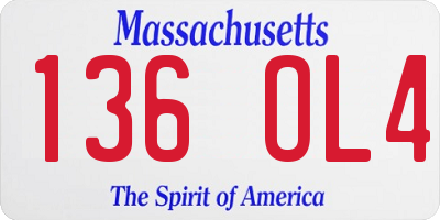 MA license plate 136OL4