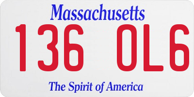MA license plate 136OL6