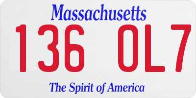 MA license plate 136OL7