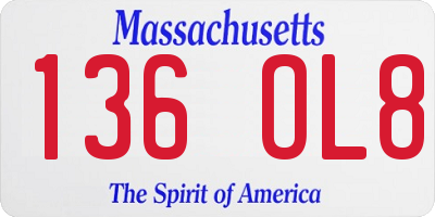 MA license plate 136OL8