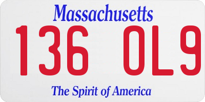MA license plate 136OL9