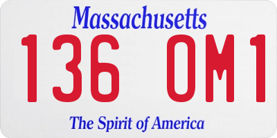MA license plate 136OM1