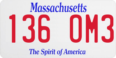 MA license plate 136OM3
