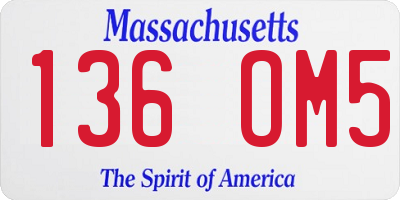 MA license plate 136OM5