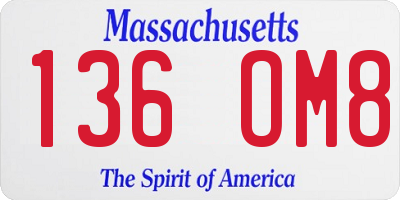 MA license plate 136OM8