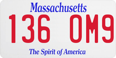 MA license plate 136OM9