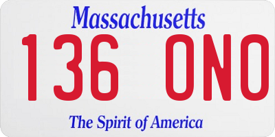 MA license plate 136ON0