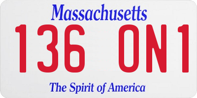 MA license plate 136ON1