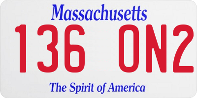 MA license plate 136ON2