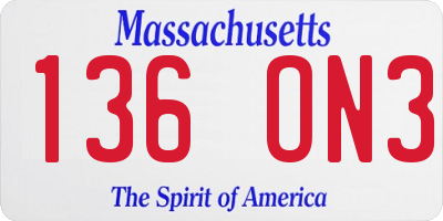 MA license plate 136ON3