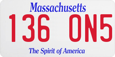MA license plate 136ON5