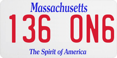 MA license plate 136ON6