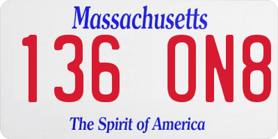 MA license plate 136ON8