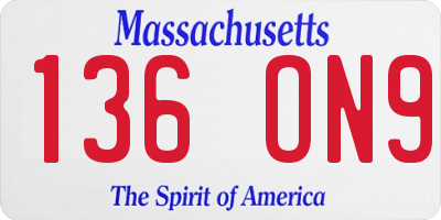 MA license plate 136ON9