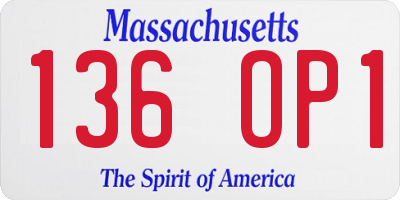 MA license plate 136OP1