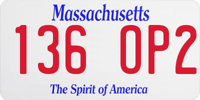 MA license plate 136OP2