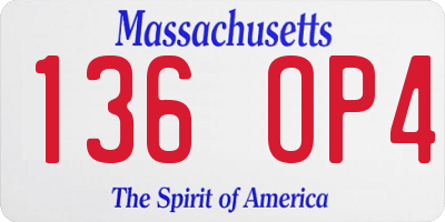 MA license plate 136OP4