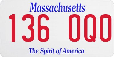 MA license plate 136OQ0