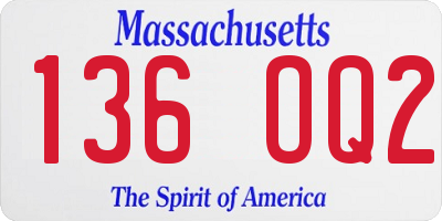 MA license plate 136OQ2