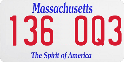 MA license plate 136OQ3