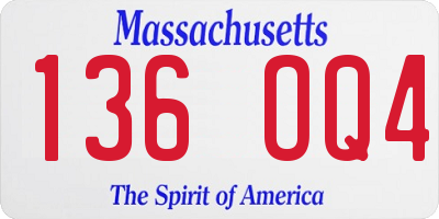 MA license plate 136OQ4
