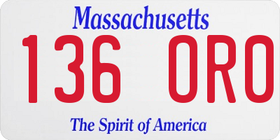 MA license plate 136OR0