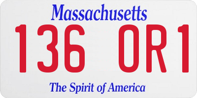 MA license plate 136OR1