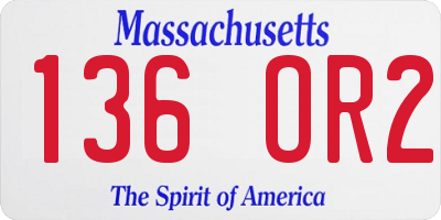 MA license plate 136OR2