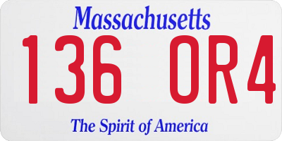 MA license plate 136OR4