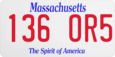 MA license plate 136OR5