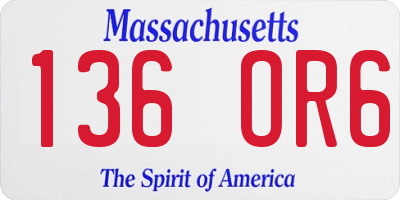 MA license plate 136OR6