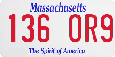 MA license plate 136OR9