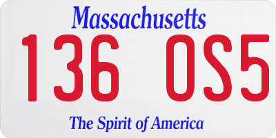 MA license plate 136OS5
