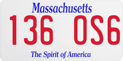 MA license plate 136OS6
