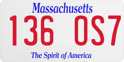 MA license plate 136OS7