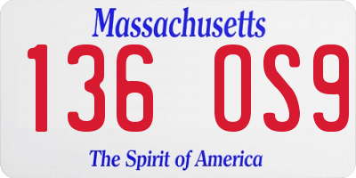 MA license plate 136OS9