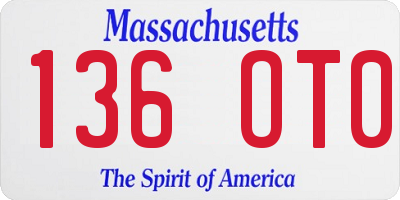 MA license plate 136OT0