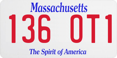 MA license plate 136OT1