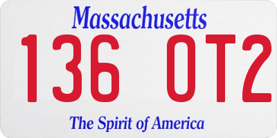MA license plate 136OT2