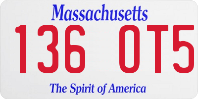 MA license plate 136OT5