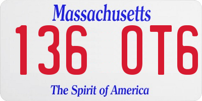 MA license plate 136OT6
