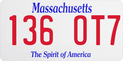 MA license plate 136OT7