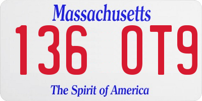MA license plate 136OT9