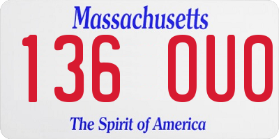 MA license plate 136OU0