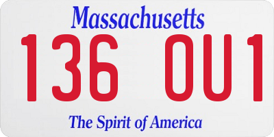 MA license plate 136OU1